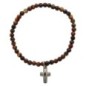Bracelet sur elastique en pierre naturelle ou synthetique Ø 4 mm avec croix. Plusieurs modeles..