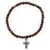 Bracelet sur elastique en pierre naturelle ou synthetique Ø 4 mm avec croix. Plusieurs modeles..