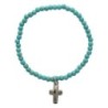 Bracelet sur elastique en pierre naturelle ou synthetique Ø 4 mm avec croix. Plusieurs modeles..