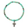 Bracelet sur elastique en pierre naturelle ou synthetique Ø 4 mm avec croix. Plusieurs modeles..