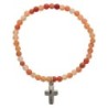 Bracelet sur elastique en pierre naturelle ou synthetique Ø 4 mm avec croix. Plusieurs modeles..