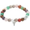 Bracelet sur élastique en pierre naturelle mixe Ø 8 mm, avec croix.