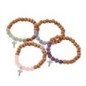 Bracelets sur élastique grain bois style olivier et pierres naturelles Ø 8 mm. LOT DE 5 ASSORTIS.