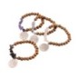 Bracelet sur elastique grains bois Ø 8 mm et eclats de pierres naturelles avec medaille arbre de vie. LOT DE 5 ASSORTIS