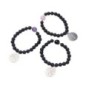 Lot de 5 bracelets élastiques, pierres de lave Ø 8 mm et pierres naturelles Ø 10 mm, avec médaille Arbre de Vie.