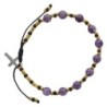 Bracelet dizainier sur corde réglable, grains en pierre Ø 6 mm, avec croix en métal. Existe en différentes pierres.