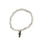 Bracelet sur élastique grains forme fleur en métal Ø 8 mm, avec croix..