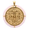 Médaille de Saint Benoit en acier inoxydable doré supérieur avec grains en verre de différentes couleurs, Ø 3 cm.