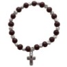 Bracelet sur élastique grains bois et métal forme rose. Differentes couleurs..