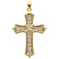 Croix de cou dorée supérieur avec zircons, H. 3.7 cm.