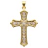 Croix de cou dorée supérieur avec zircons, H. 3.7 cm.
