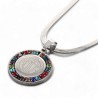 Collier maille serpent L. 45 cm, médaille de St Benoit Ø 2.5 cm en acier inoxydable avec strass de différentes couleurs.