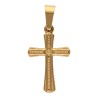 Croix de cou en acier inoxydable de couleur dorée en relief, H 1.90 cm.