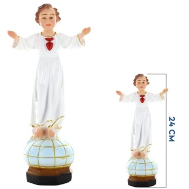 Statue du Divin Enfant en couleur, en fibre de verre, pour intérieur et extérieur – Plusieurs tailles