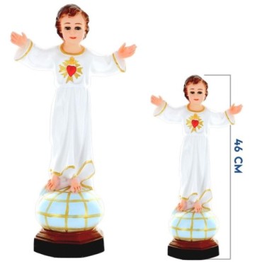 Statue du Divin Enfant en couleur, en fibre de verre, pour intérieur et extérieur – Plusieurs tailles