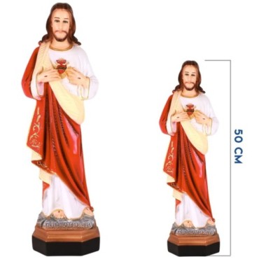 Statue Sacré-Cœur de Jésus en résine ou fibre, colorée, pour intérieur/extérieur. Plusieurs tailles disponibles...