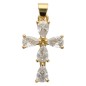 Croix de cou dorée supérieur avec pierres OZ H. 2.1 cm.