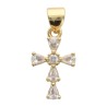 Croix de cou dorée supérieur avec zircons, H. 1.3 cm.