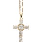Collier avec chaîne en laiton de couleur dorée, L. 40 cm et croix avec zircons, H. 2.5 cm.