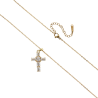 Collier avec chaîne en laiton de couleur dorée, L. 40 cm et croix avec zircons, H. 2.5 cm.