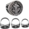Bague en acier inoxydable de couleur argentee avec medaille de Saint Benoit Ø 2 cm. Existe en differentes tailles...