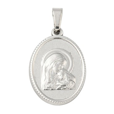 Médaille en acier inoxydable de couleur argenté, H. 2.1 cm. Existe avec différents Saints.