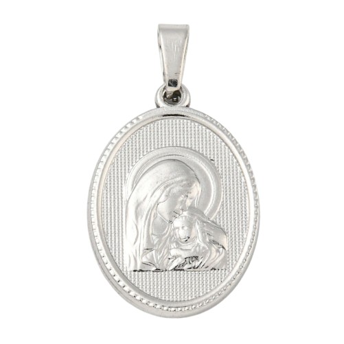 Médaille en acier inoxydable de couleur argenté, H. 2.1 cm. Existe avec différents Saints.