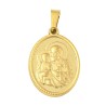 Médaille en acier inoxydable de couleur dorée, H. 2.1 cm. Existe avec différents Saints