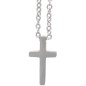 Collier avec chaine et croix H. 1.5 cm en acier inoxydable de couleur argente. L 45 cm ajustable.
