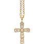 Collier avec chaîne et croix avec des zircons en acier inoxydable de couleur dorée, L. 45 cm ajustable.