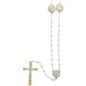 Chapelet à grains ronds Ø 6 mm sur chaîne, avec paters, médaille, croix en métal et Christ.