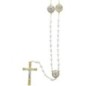Chapelet à grains ronds Ø 6 mm sur chaîne, avec paters, médaille, croix en métal et Christ.