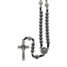 Chapelet de saint Benoit sur corde avec fermoir grains en hematite Ø 5 mm, longueur au cœur 23,5 cm...