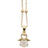 Collier avec chaîne et pendentif ange avec zircon, H. 1.4 cm. Laiton dorée supérieur, L. 44 cm ajustable.