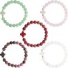 Bracelet sur élastique grains rond en pierre naturelle Ø 9 mm, avec croix. LOT DE 5 ASSORTIS.....