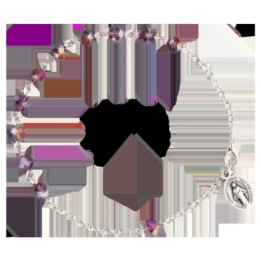 Bracelet sur chaine grains rond en cristal Ø 4 mm avec médaille de la Vierge Miraculeuse- Différents Saints
