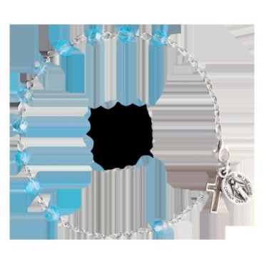 Bracelet sur chaine grains rond en cristal Ø 4 mm avec médaille de la Vierge Miraculeuse- Différents Saints