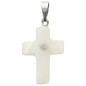 Croix de cou en coquille naturelle avec zircon au centre, H. 2 cm
