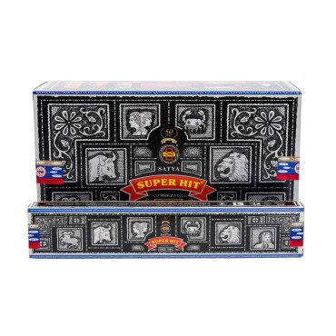 Boîte de 12 paquets de bâtonnets d'encens Super Hit 15 g, marque Satya Sai Baba..