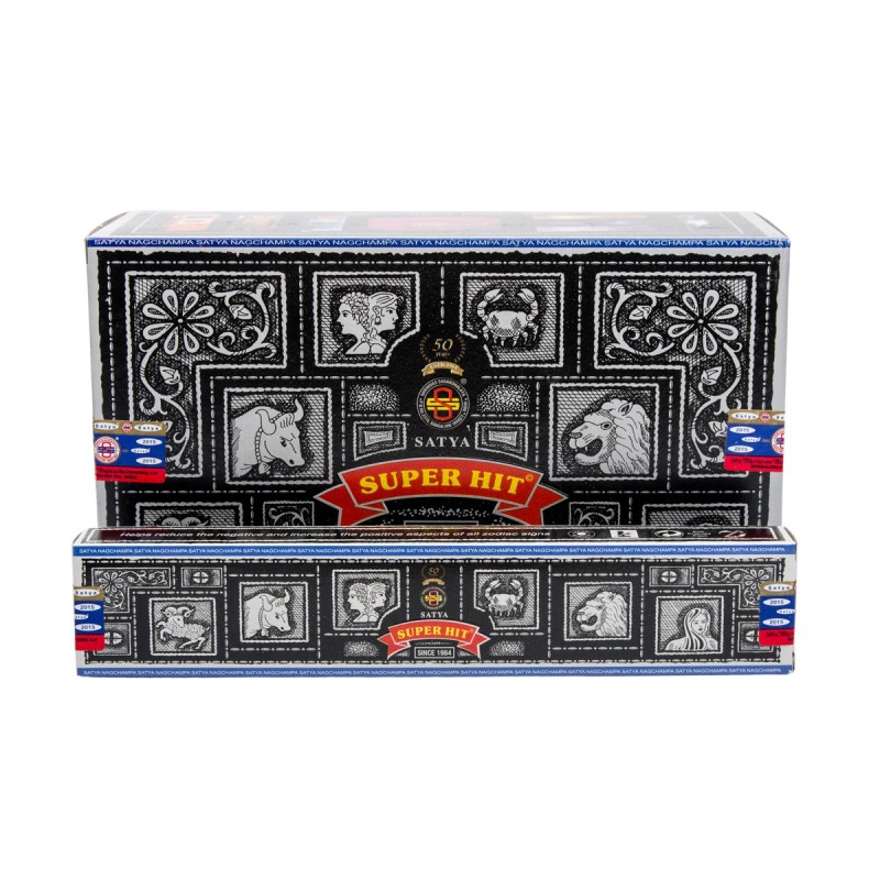 Boîte de 12 paquets de bâtonnets d'encens Super Hit 15 g, marque Satya Sai Baba..