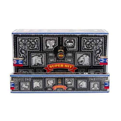 Boîte de 12 paquets de bâtonnets d'encens Super Hit 15 g, marque Satya Sai Baba..