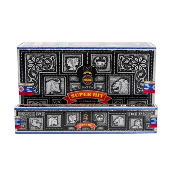 Boîte de 12 paquets de bâtonnets d'encens Super Hit 15 g, marque Satya Sai Baba..