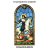 Autocollant Transparent vitrail de saint avec priere H. 10.5 x 6.5 cm pour bougie de neuvaine..