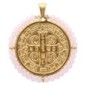Médaille de Saint Benoit en acier inoxydable doré supérieur avec grains en verre de différentes couleurs, Ø 3 cm.