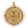 Médaille de Saint Benoit en acier inoxydable doré supérieur avec grains en verre de différentes couleurs, Ø 3 cm.
