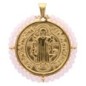 Médaille de Saint Benoit en acier inoxydable doré supérieur avec grains en verre de différentes couleurs, Ø 3 cm.