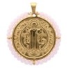 Médaille de Saint Benoit en acier inoxydable doré supérieur avec grains en verre de différentes couleurs, Ø 3 cm.