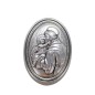 Plaque auto ovale H. 3.8 cm en metal couleur argentee. Plusieurs saints.