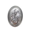 Plaque auto ovale H. 3.8 cm en metal couleur argentee. Plusieurs saints.