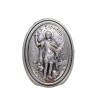 Plaque auto ovale H. 3.8 cm en metal couleur argentee. Plusieurs saints.